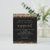 Budget Black Gold Glitter Verloving Invitation (Staand voorkant)