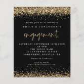 Budget Black Gold Glitter Verloving Invitation (Voorkant)
