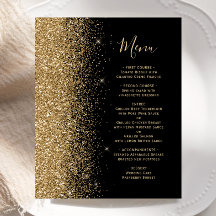 Budget Black Gold Glitter Weddenmenu