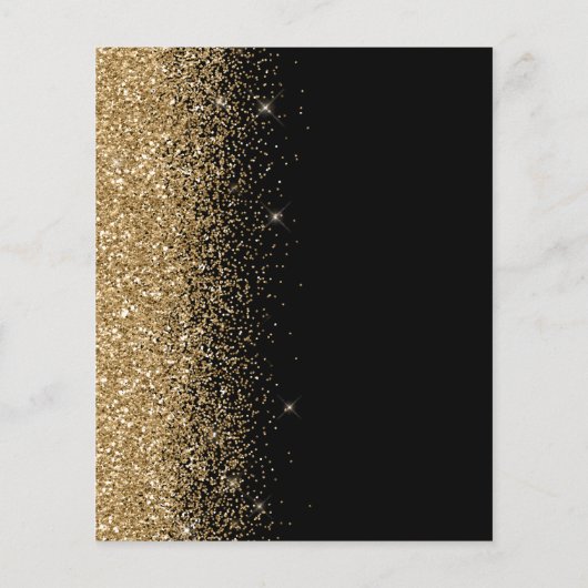 Budget Black Gold Glitter Weddenmenu (Achterkant)