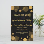 Budget Black Gold Graduparty-uitnodiging (Staand voorkant)
