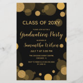 Budget Black Gold Graduparty-uitnodiging (Voorkant)