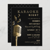 Budget Black Gold Karaoke Night Party nodiging uit (Voorkant / Achterkant)