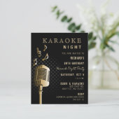 Budget Black Gold Karaoke Night Party nodiging uit (Staand voorkant)