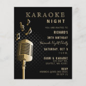 Budget Black Gold Karaoke Night Party nodiging uit (Voorkant)