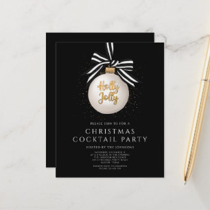 Budget Black Gold Kerst Cocktailparty Uitnodiging