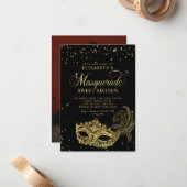 BUDGET Black Gold Masquerade Sweet 16 Photo Notitiekaartje (Voorkant / Achterkant in situ)