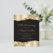 Budget Black Gold Mirror 50th Anniversary Invite (Staand voorkant)
