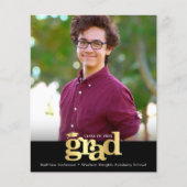 Budget Black Gold Photo Afstuderen Vet Pet Uitnodi (Voorkant)