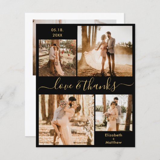 Budget Black Gold Photo Collage Weddenschap Hartel (Voorkant / Achterkant)