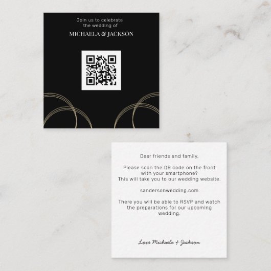 Budget Black Gold QR Code Weddenschap Vierkante Visitekaartje (Voorkant / Achterkant)