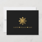 Budget Black Gold Snowflake Merry Christmas Photo Notitiekaartje (Achterkant)