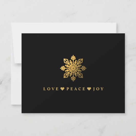 Budget Black Gold Snowflake Merry Christmas Photo Notitiekaartje (Achterkant)