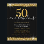 Budget Black Gold Sparkle 50th Birthday Invitation<br><div class="desc">De Band van de Groot van de begroting van de Zwarte en van de Glitter van de Glitter van de Grens "50 en de Fantastische"Uitnodiging van de Partij van de Dag van de Vrede u met om het even welke tekst kunt aanpassen en om het even welke leeftijd kenmerkt een...</div>