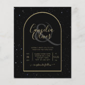 BUDGET BLACK GOLD Sterrennacht Wedding INVITE (Voorkant)