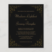Budget Black Gold Vintage Blad Bruiloftsinvitaties (Voorkant)