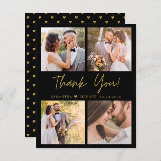 Budget Black Gold Weddenschap Bedankt 4 Foto (Voorkant / Achterkant)