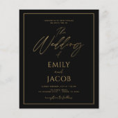 Budget Black Gold Wedding Modern Photo Afbeelding Flyer (Voorkant)