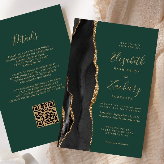 Budget Black Goud Agaat Donkergroen QR Code Trouwe