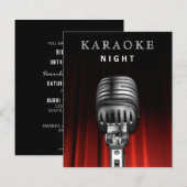 Budget Black Karaoke Night Party Uitnodiging (Voorkant / Achterkant)