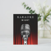 Budget Black Karaoke Night Party Uitnodiging (Staand voorkant)