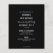 Budget Black Karaoke Night Party Uitnodiging (Achterkant)