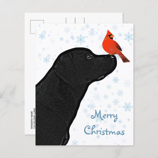 Budget Black Labrador Kardinaal kerstBriefkaart (Voorkant / Achterkant)