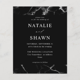 Budget Black Marble Wedding Flyer