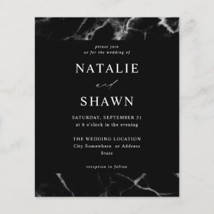 Budget Black Marble Wedding Flyer