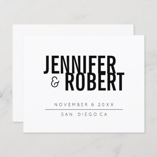 BUDGET BLACK Minimale WEDING BESPAAR DE DATUM (Voorkant / Achterkant)