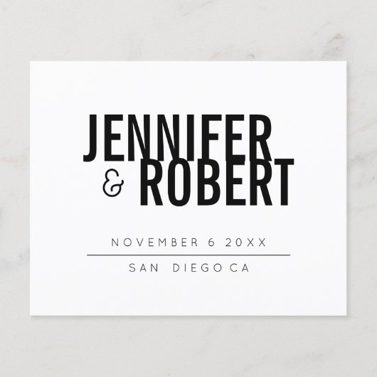 BUDGET BLACK Minimale WEDING BESPAAR DE DATUM (Voorkant)