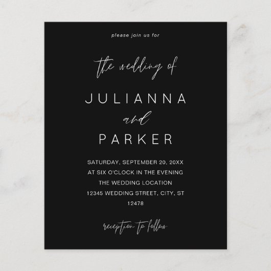 Budget Black MOD Calligraphy Wedding (Voorkant)