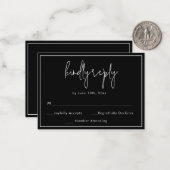 BUDGET Black Modern Wedding RSVP Response Kaart Notitiekaartje (Voorkant / Achterkant in situ)
