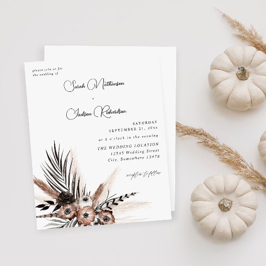 Budget Black & Natural Floral Boho Wedding