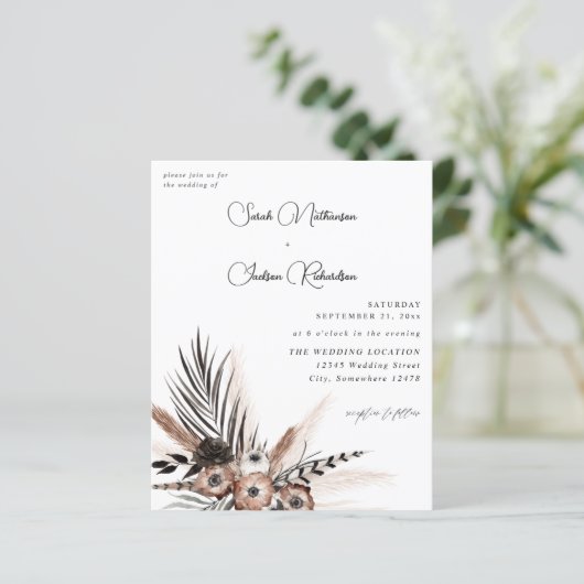 Budget Black & Natural Floral Boho Wedding (Staand voorkant)