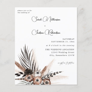 Budget Black & Natural Floral Boho Wedding Flyer