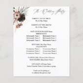 Budget Black & Natural Floral Boho Wedding Program (Achterkant)