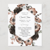 Budget Black & Natural Floral Boho Wedding Program (Voorkant)