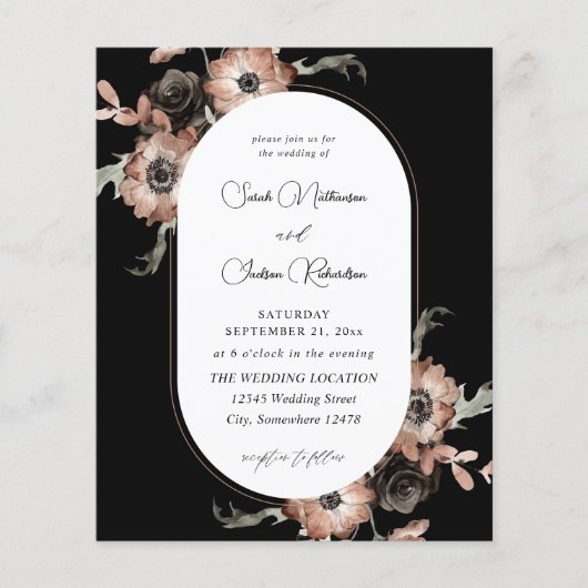 Budget Black & Natural Floral Wedding - Black (Voorkant)