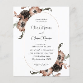 Budget Black & Natural Floral Wedding Flyer