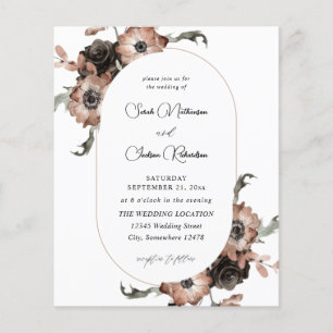 Budget Black & Natural Floral Wedding Flyer