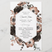 Budget Black &NaturalFloral Boho Wedding Program M Flyer (Voorkant)