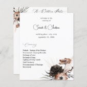 Budget Black &NaturalFloral Boho Wedding Programme (Voorkant / Achterkant)