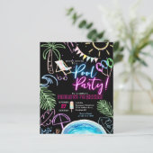 BUDGET Black Neon Glow Watercolor Pool Birthday (Staand voorkant)