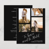 Budget Black Photo Collage Wedding Invitation (Voorkant / Achterkant)