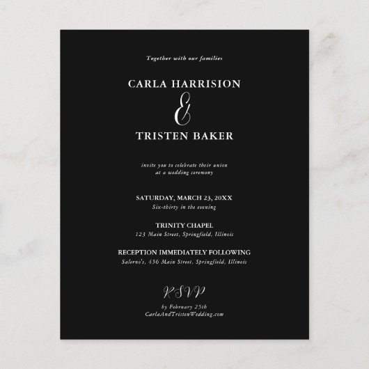 Budget Black Photo Collage Wedding Invitation (Achterkant)