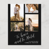 Budget Black Photo Collage Wedding Invitation (Voorkant)