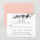 BUDGET BLACK PINK Bloom WEDDING RSVP MEAL CHOICE (Voorkant / Achterkant)
