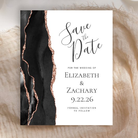 Budget Black Roos Gold Agate Save the Date