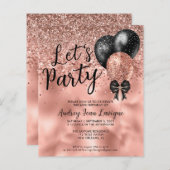 Budget Black Roos Gold Balloon Lets Birthday (Voorkant / Achterkant)